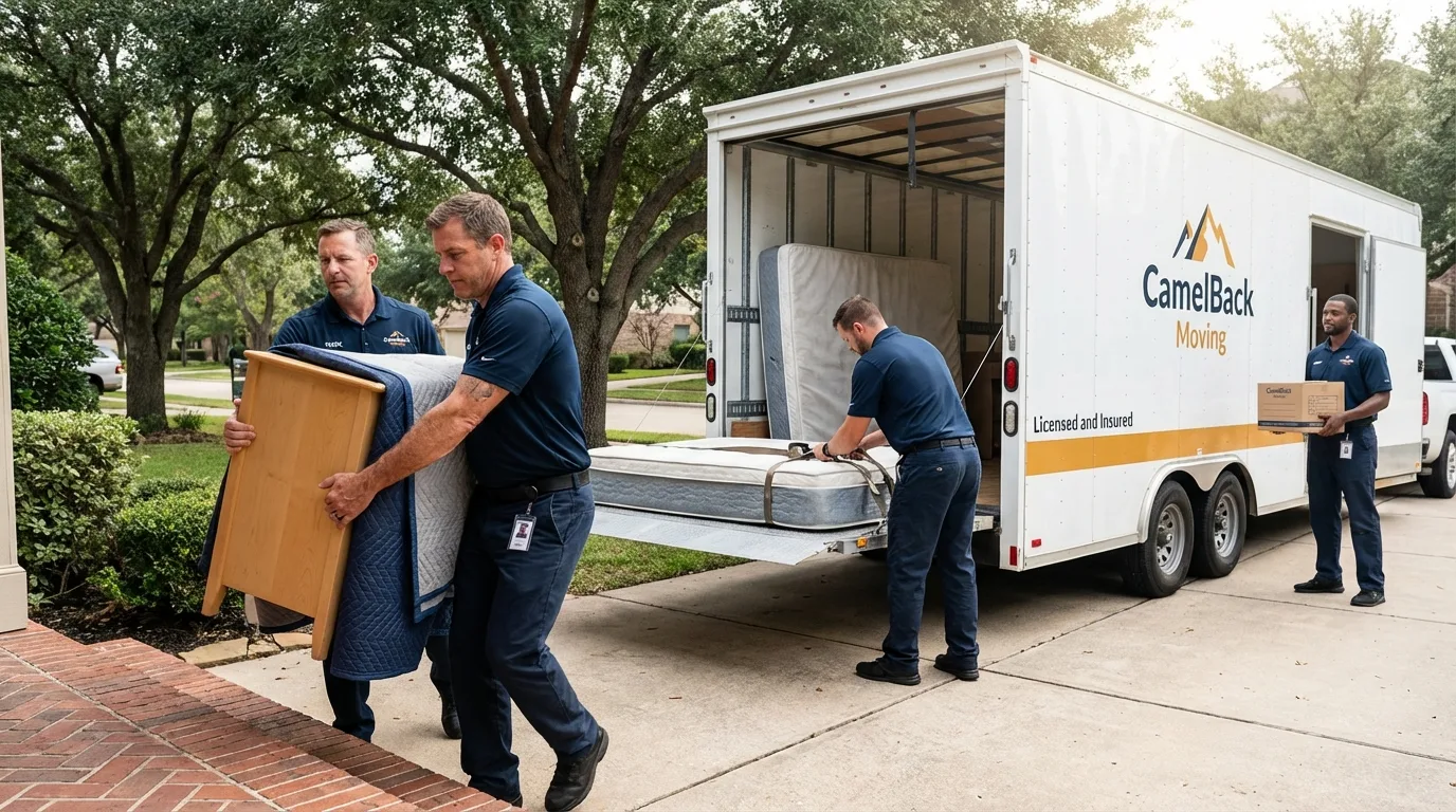 Crew loading residential truck for cross-state move from Alamo, CA