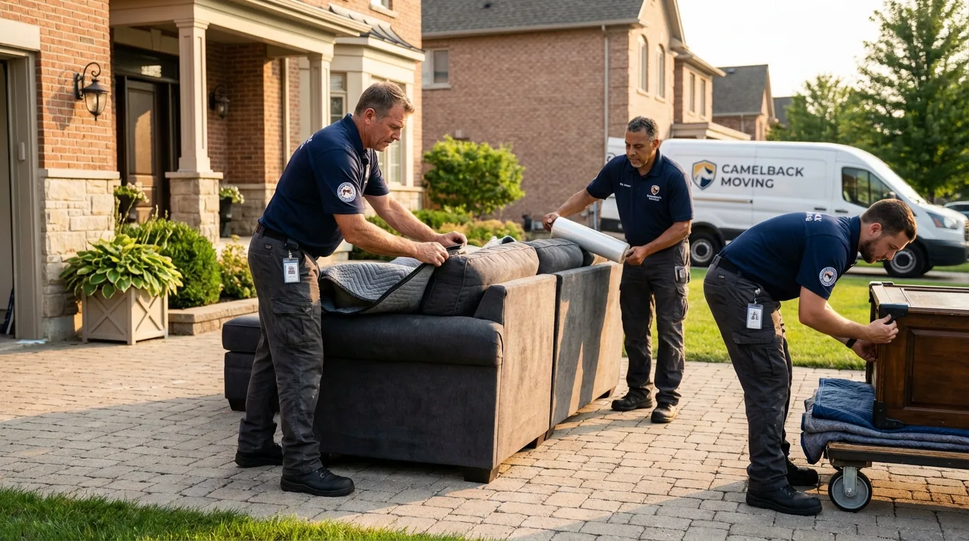 Large estate moving crew wrapping furniture in Alamo, CA