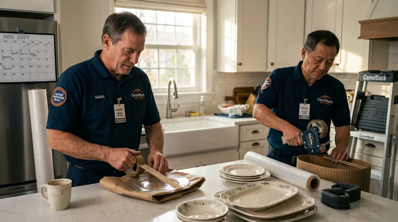 Professional crew packing kitchen dishware in Alamo, CA